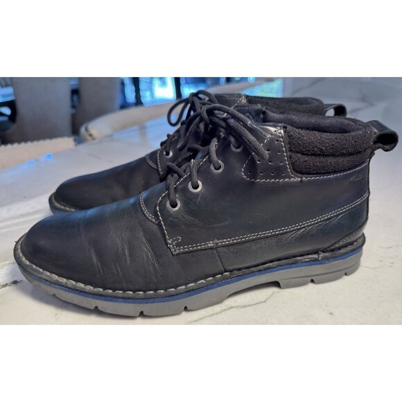 Clarks Varick Hill Black Blue Leather 26112236 Men\'s Size 11
